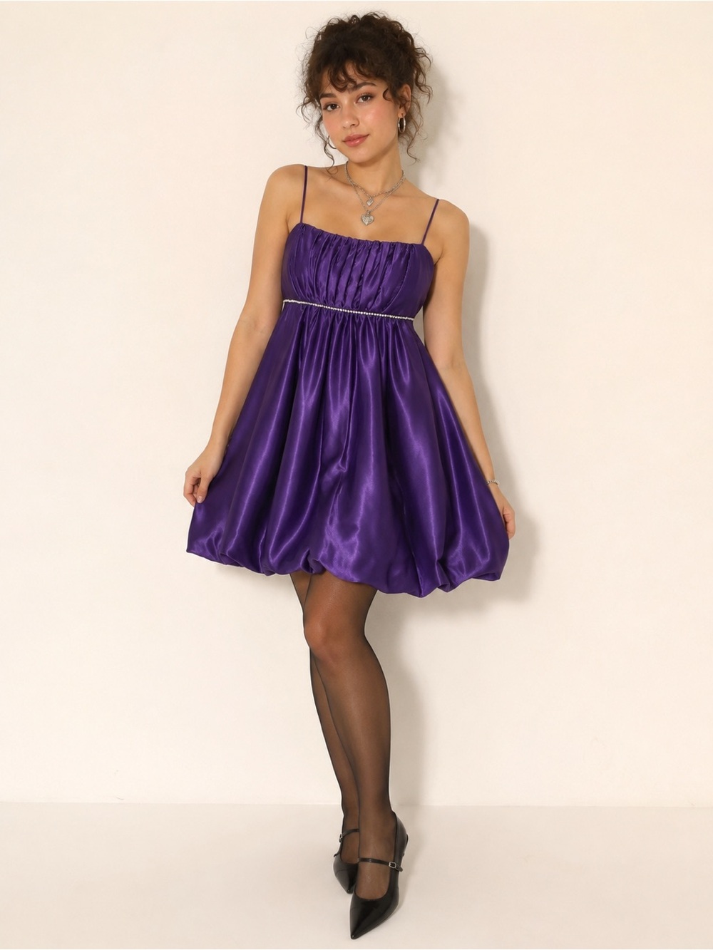 Vintage 90s Jessica McClintock for Gunne Sax Purple Satin Party Dress
